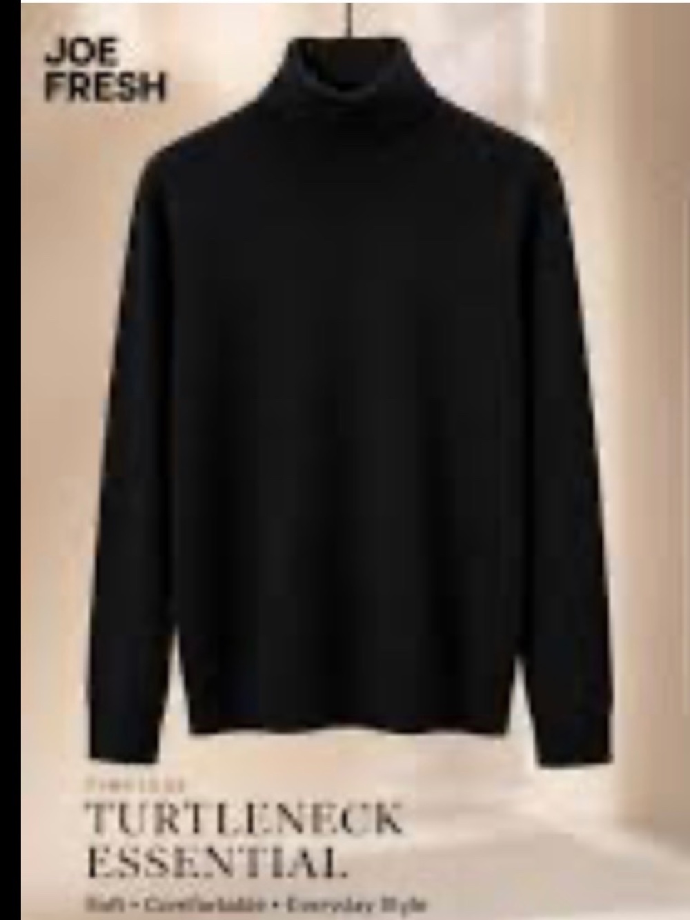 Joe Fresh Black Textured Knit Turtleneck Sweater